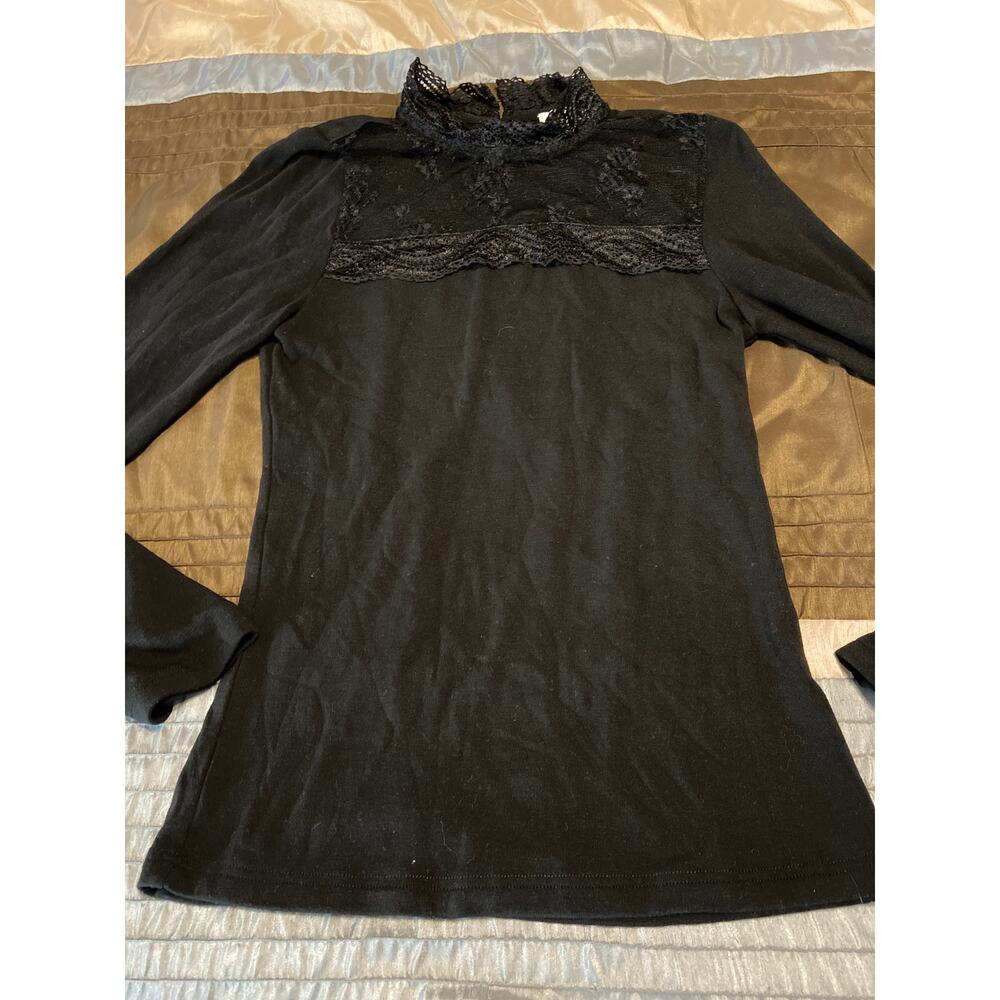 White Birch black lace sweater Size Small (S)